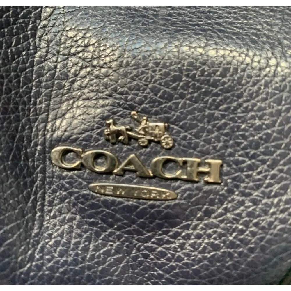 Coach Mickey Navy Blue Pebbled Leather Drawstring Bucket Bag Crossbody Classic